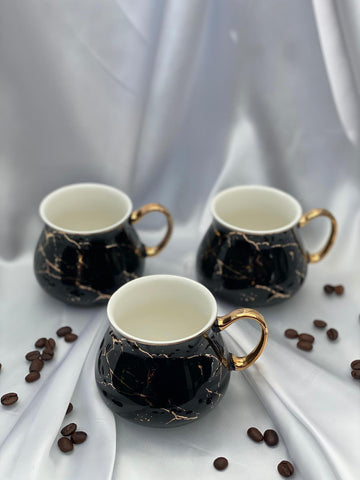 Kaffeetassen Set Schwarz Marmor
