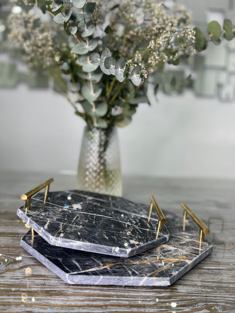 Marmor Tablett schwarz/Gold – BlfdHome